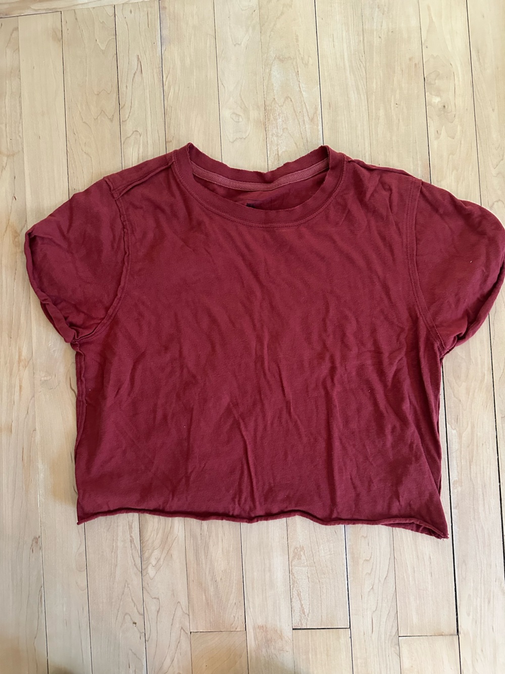 We The Free Short Sleeve Boxy Tee in Wine Red
